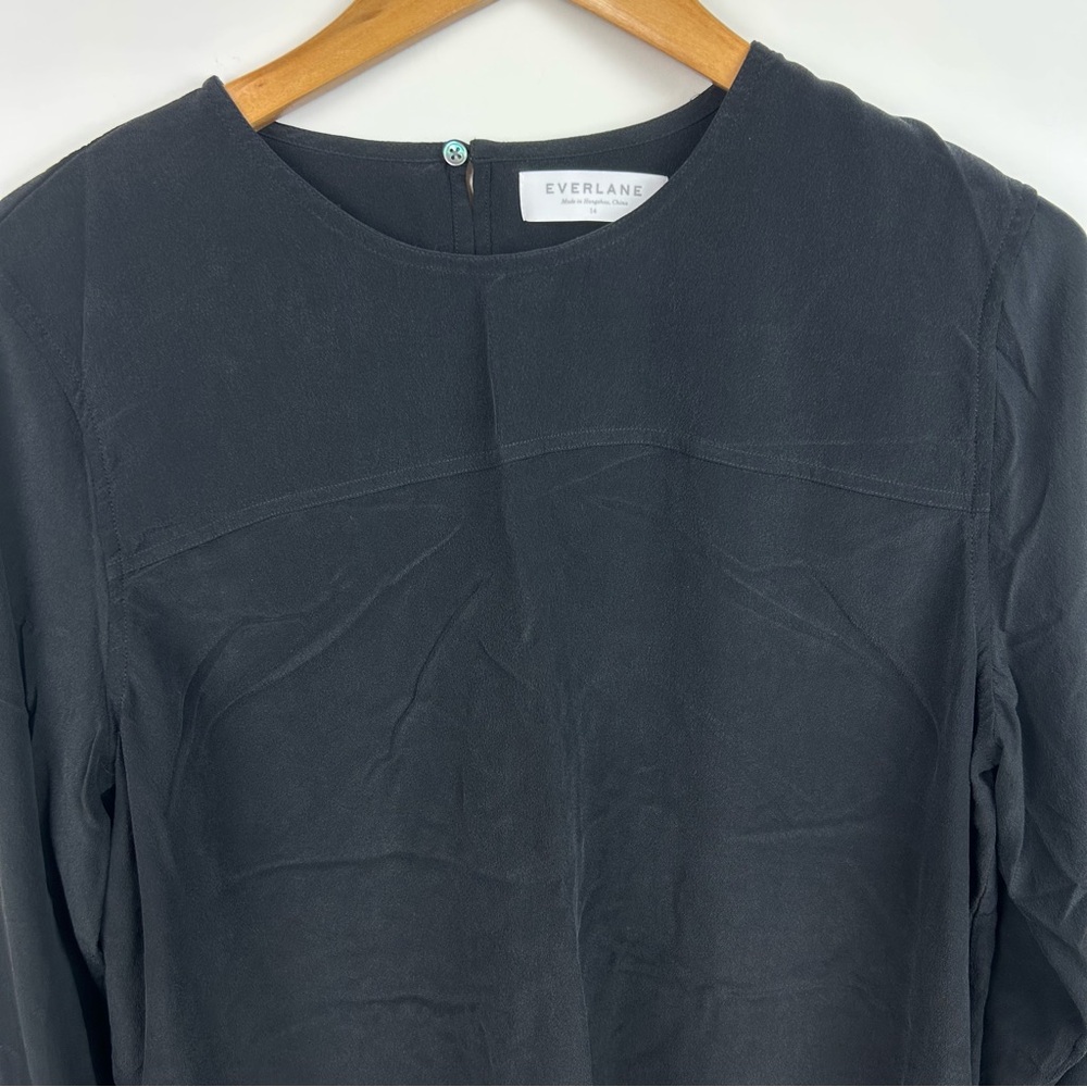 Everlane Black Silk Long Sleeve Size 14 - Picture 3 of 9